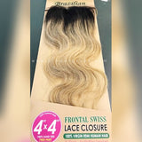 VIRGIN BRAZILIAN 100% HUMAN HAIR REMI 4 X 4 FRONTAL SWISS LACE CLOUSURE (Unprocessed)