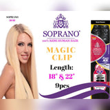 CLIP  IN SOPRANO MAGIC INDIAN 100% REMI HUMAN HAIR EXTENSION SILKY STRAIGHT  18" &  22" ( 9 PCS/PACK)