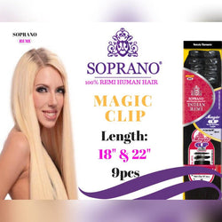 CLIP  IN SOPRANO MAGIC INDIAN 100% REMI HUMAN HAIR EXTENSION SILKY STRAIGHT  18