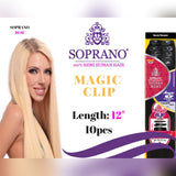 CLIP  IN SOPRANO MAGIC INDIAN 100% REMI HUMAN HAIR EXTENSION SILKY STRAIGHT 12" 10 pcs/pack