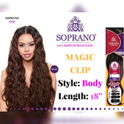 CLIP IN SOPRANO INDIAN 100% REMI HUMAN  HAIR EXTENSIONS BODY WAVE 18