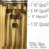 CLIP  IN SOPRANO  INDIAN REMI 100% HUMAN HAIR EXTENSION SILKY STRAIGHT 14" 10 pcs &  16" 9 pcs