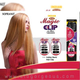 CLIP  IN SOPRANO MAGIC INDIAN 100% REMI HUMAN HAIR EXTENSION SILKY STRAIGHT  18" &  22" ( 9 PCS/PACK)