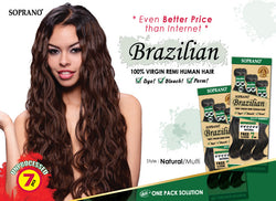 SOPRANO BRAZILIAN REMI VIRGIN 100% HUMAN HAIR NATURAL WAVE (Multy pack)
