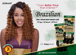 SOPRANO BRAZILIAN REMI VIRGIN BUNDLE 100% HUMAN HAIR DEEP WAVE (Multy Pack)