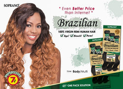 SOPRANO BRAZILIAN REMI VIRGIN BUNDLE 100% HUMAN HAIR BODY WAVE (Multy Pack)