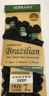 SOPRANO BRAZILIAN REMI VIRGIN BUNDLE 100% HUMAN HAIR DEEP WAVE (Multy Pack)