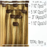 CLIP  IN SOPRANO  INDIAN REMI 100% HUMAN HAIR EXTENSION SILKY STRAIGHT 14" 10 pcs &  16" 9 pcs