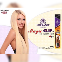 HUMAN HAIR EXTENSIONS 100% REMI SOPRANO HIGHNESS MAGIC CLIP IN   4 pcs/ pack 18