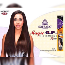 HUMAN HAIR EXTENSIONS  100% REMI SOPRANO HIGHNESS MAGIC CLIP IN  10 pcs/pack  18