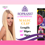 CLIP  IN SOPRANO  INDIAN REMI 100% HUMAN HAIR EXTENSION SILKY STRAIGHT 14" 10 pcs &  16" 9 pcs