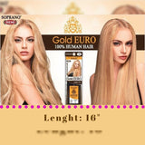 GOLD EURO 100% REMI HUMAN HAIR SILKY STRAIGHT WEAVING  16"