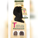 VIRGIN BRAZILIAN 100% HUMAN HAIR REMI  "T" FRONTAL SWISS LACE CLOSURE (Unprocessed)